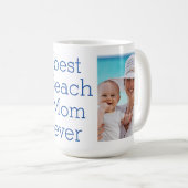 Twee-foto beste strand moeder ooit koffie Mok (Voorkant rechts)