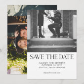 Twee foto Black White Elegant Chic Wedding Save The Date (Voorkant / Achterkant)