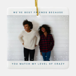 Twee foto Blue Best Friend Snowfall Holiday Keramisch Ornament