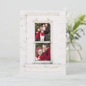 Twee Foto Boerderij Schuur Raam Kerst Kaart (Staand voorkant)