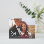 Twee foto | Casual Manuscript sparen de Datum Aankondigingskaart (Staand voorkant)