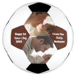 Twee foto collage Gelukkige 1e Vaderdag Voetbal