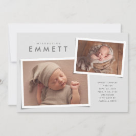 Twee foto-collage van het eenvoudige type grijze g aankondiging