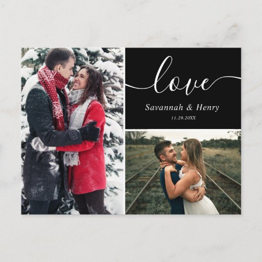 Twee foto collage Zwarte liefde script Briefkaart (Voorkant)