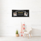 Twee foto Confetti Black Afstuderen Spandoek (Insitu)