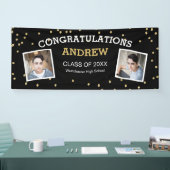 Twee foto Confetti Black Afstuderen Spandoek (Beurs)