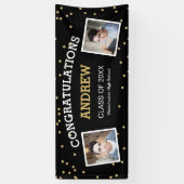 Twee foto Confetti Black Afstuderen Spandoek (Verticaal)