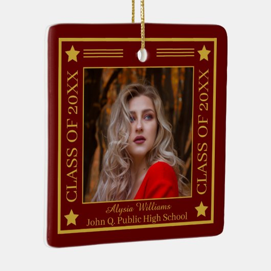 Twee foto Dk Red | Gouden klasse van 2023 Afstuder Keramisch Ornament (Rechts)