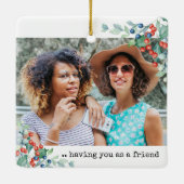 Twee foto geluk: Jij als Friend Holly Berries Keramisch Ornament (Achterkant)