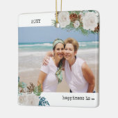 Twee foto geluk: U bent de vriend Roos Pine Keramisch Ornament (Links)