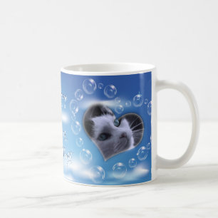 Twee foto gepersonaliseerde Bubble Heart Pet Memor Koffiemok