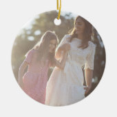 Twee foto geruite groene elegante kerstvakantie keramisch ornament (Voorkant)