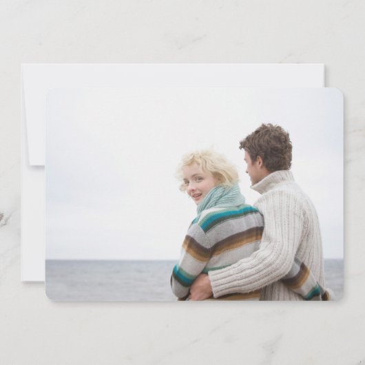 Twee foto Gewoon ons opslaan van de datum Feestdagenkaart (Achterkant)