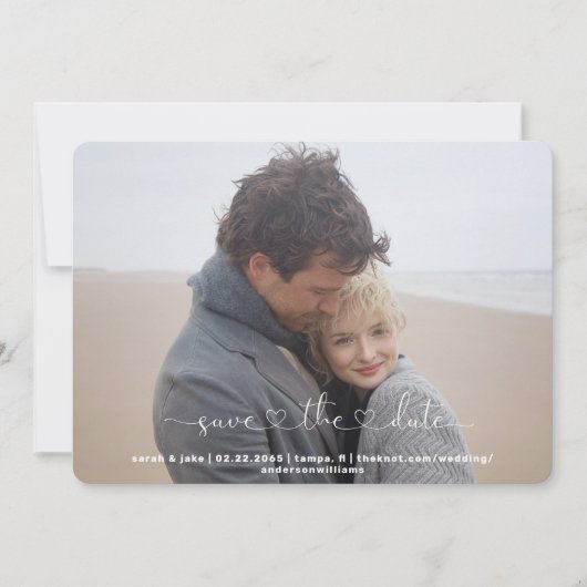 Twee foto Gewoon ons opslaan van de datum Feestdagenkaart (Voorkant)