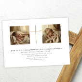 Twee foto Goud Geslacht Neutraal Zwart Wit doop Kaart