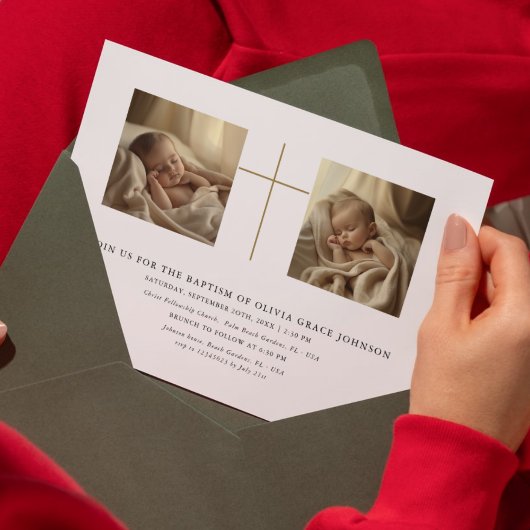 Twee foto Goud Geslacht Neutraal Zwart Wit doop Kaart