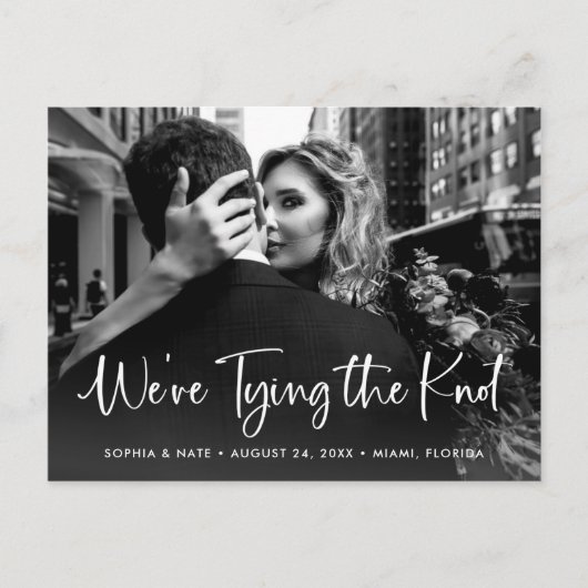 Twee foto | Het witte Manuscript die de knoop bind Aankondigingskaart (Voorkant)