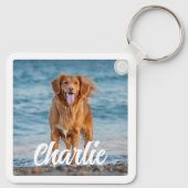 Twee foto Hondenliefhebber Gepersonaliseerde huisd Sleutelhanger (Achterkant)