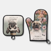 Twee foto Huisdier Officiële Smaak Tester Keuken Ovenwant & Pannenlap Set (Voorkant)