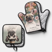 Twee foto Huisdier Officiële Smaak Tester Keuken Ovenwant & Pannenlap Set (Voorkant / Achterkant)