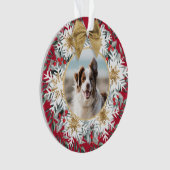 Twee Foto Kerst Feestelijke Sneeuwvlok Rode Krans Ornament (voorkant)