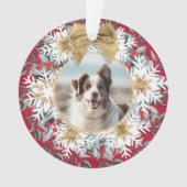 Twee Foto Kerst Feestelijke Sneeuwvlok Rode Krans Ornament (voorkant)