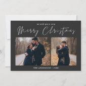 Twee foto Kerstmis, Botanische Waterverf Bloemen Feestdagenkaart (Voorkant)