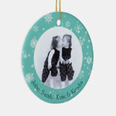 Twee foto-kerstsnowflakes, dubbelzijdig keramisch ornament (Rechts)