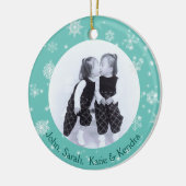 Twee foto-kerstsnowflakes, dubbelzijdig keramisch ornament (Links)