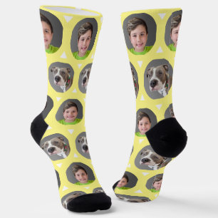 Twee foto kind of huisdier foto op maat sokken