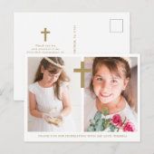 Twee foto kruis eerste communie dank je briefkaart (Voorkant / Achterkant)