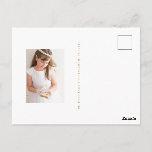 Twee foto kruis Eerste Communie Dank je wel Briefkaart (Achterkant)