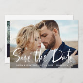 Twee Foto met Modern Script Save The Date (Voorkant / Achterkant)