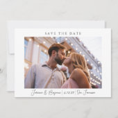 Twee foto-minimalistisch modern script ellegant We Save The Date (Voorkant)