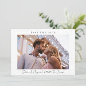 Twee foto-minimalistisch modern script ellegant We Save The Date (Staand voorkant)