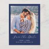 Twee foto-minimalistische marineblauw Save the Dat Briefkaart (Voorkant)