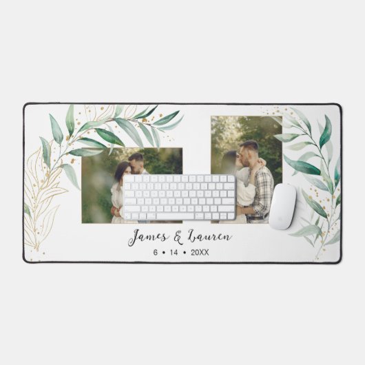 Twee-foto moderne eucalyptus bureaumat (Keyboard & Muis)