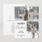 Twee foto moderne minimalistische vrolijke kerst briefkaart (Voorkant / Achterkant)