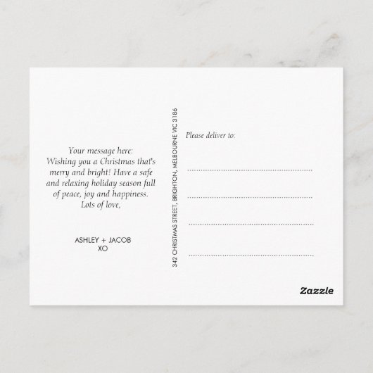 Twee foto moderne minimalistische vrolijke kerst briefkaart (Achterkant)