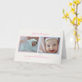 Twee foto New Baby Gefeliciteerd  Na Kaart (Gele Bloem)