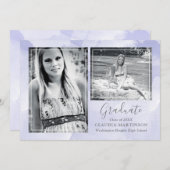 Twee foto Paarse achtergrond Afstuderen Aankondiging (Voorkant / Achterkant)