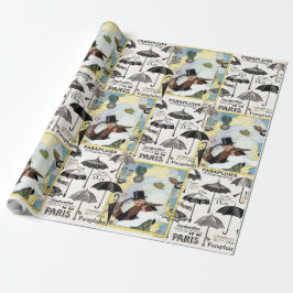 Twee foto patroon vintage paraplu's heren hoeden cadeaupapier
