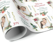 Twee foto-plaatje Poinsettia Joy Peace Kerstmis Cadeaupapier (Rol Hoek)