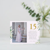 Twee Foto Quinceanera Roze Bedankt Briefkaart (Staand voorkant)