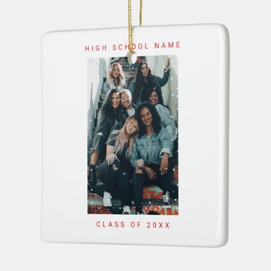 Twee foto Red Snowfall School College Keramisch Ornament (Links)