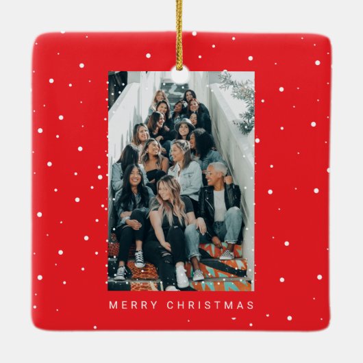 Twee foto Red Snowfall School College Keramisch Ornament (Achterkant)