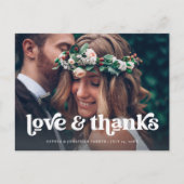 Twee foto | Retro Boho Typografie Hartelijk dank Aankondigingskaart (Voorkant)