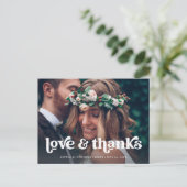 Twee foto | Retro Boho Typografie Hartelijk dank Aankondigingskaart (Staand voorkant)