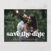 Twee foto | Retro Boho Typografie Save the Date Aankondigingskaart (Voorkant)