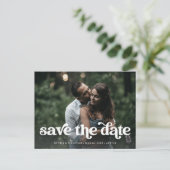 Twee foto | Retro Boho Typografie Save the Date Aankondigingskaart (Staand voorkant)